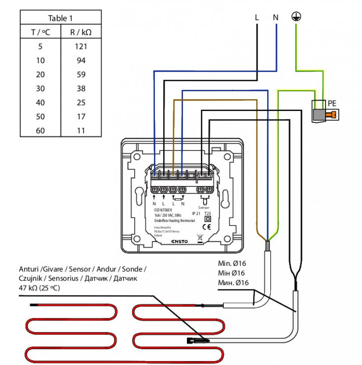 Підключення терморегулятора ECO16TOUCH