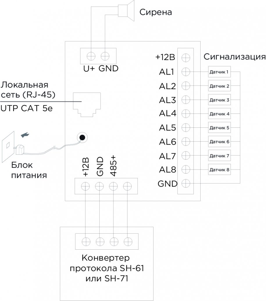 Схема підключення домофона AQ10 Bas IP