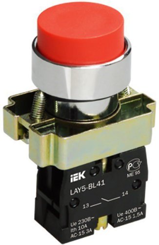Кнопка без п/св.1з ИЭК LAY5-BL41 красн BBT70-BL-K05
