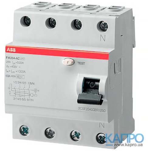 Диф.реле 4-п Abb FH204 AC-25/0,3А 2CSF204003R3250