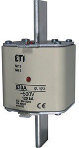 Запобіжник 120kA 500V gl/gG ETI NH3/gG Kombi 630А 4186233