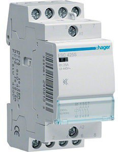 Контактор DIN 230V безшумный 2мод.Hager ESC425S 25A 4но