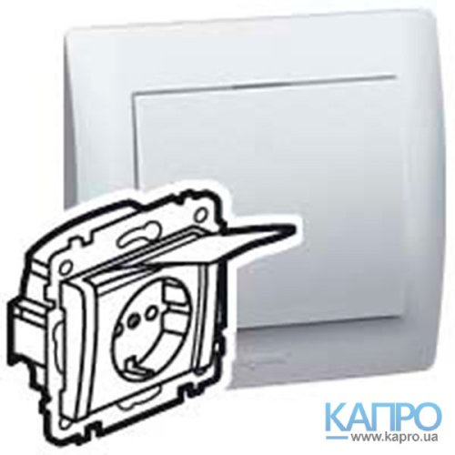 Розетка з заземл.контактом з кришкою прозор.IP44 Galea Life 775924 біл