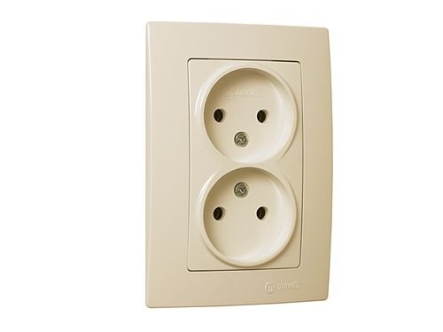 Розетка без заземл.контакта 2-я 16А Makel Lillium Natural Kare 32010017 крем