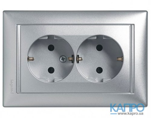 Розетка с заземл.контактом 2-я Valena 770100 алюм