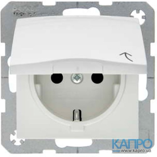 Розетка з заземл.контактом з кришкою 16А Berker S.1/B.1-7 47518989 поляр.біл