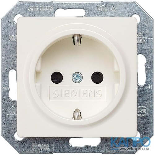 Розетка з заземл.контактом зі шторками 16А Siemens 5UB 1518 титаново-біл