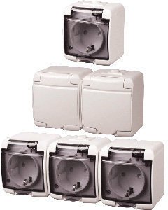 Розетка з заземл.контактом з кришкою 2-я IP44 ETI Hermetics RHE-2s 4668019 біл