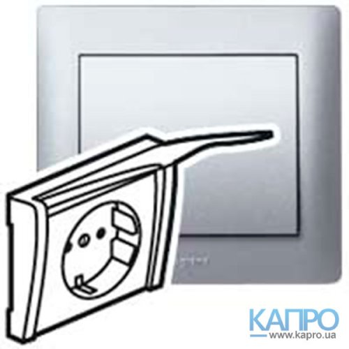 Панель розетки с заземл.контактом с крышкой Galea Life 771322 алюм