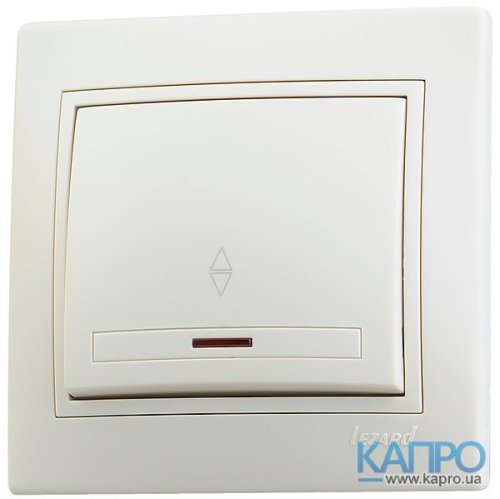 Выключатель 1-кл.с п/св.Lezard Mira 701-0303-111 крем  Выключатель 1-кл.с п/св.Lezard Mira 701-0303-111 крем
