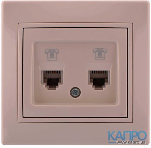 Розетка телефон.2-я RJ11 Lezard Mira 701-0303-138 крем