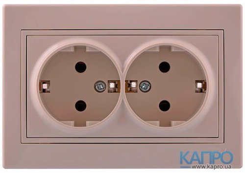 Розетка з заземл.контактом 2-я 16А Lezard Mira 701-0303-127B крем