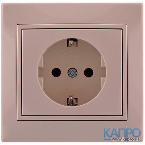Розетка с заземл.контактом 16А Lezard Mira 701-0303-122B крем
