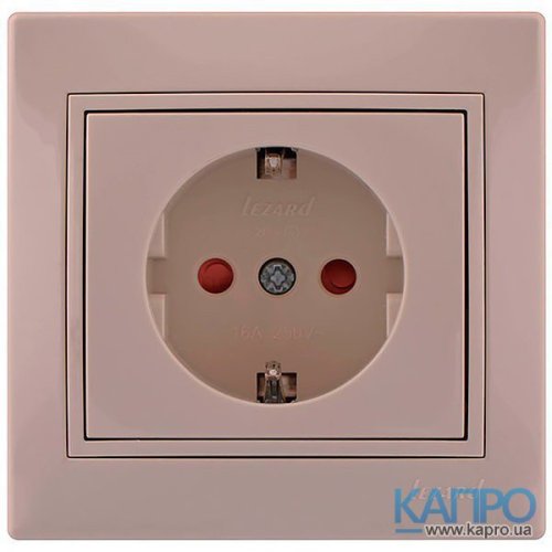 Розетка с заземл.контактом со шторками 16А Lezard Mira 701-0303-124B крем
