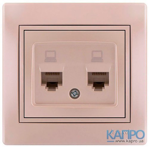 Розетка компьют.2-я RJ45 Кат.5е Lezard Mira 701-3030-141 біл.перламутр