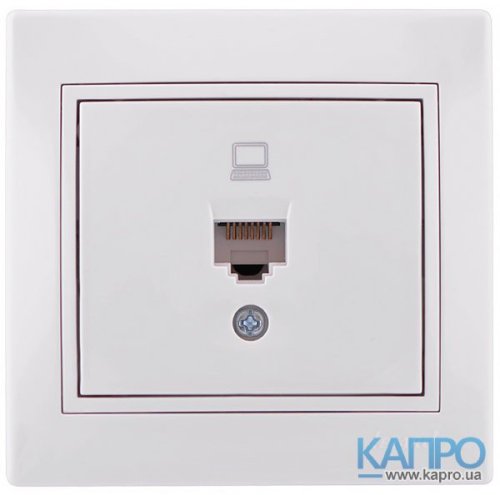 Розетка компьют.1-я RJ45 Кат.5е Lezard Mira 701-0202-139 біл