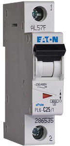 Выключатель автоматический 1-п Eaton 6kA PL6-C25/1 25А 286535
