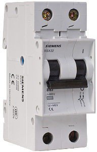 Выключатель автоматический 2-п Siemens 6кА 5SX22 B 63А