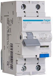 Диф.автомат 2-п 6кА Hager AD970J C (A-20/0,03А)