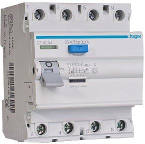 Диф.реле 4-п Hager CF425J A-25/0,3А