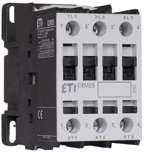 Контактор силовой 230V 3-п ETI AC CEM 25.00 (25А 11kW AC3) 3но 4645103