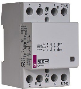 Контактор DIN 230V ETI AC/DC 3мод RD 40-40 4но 2464018