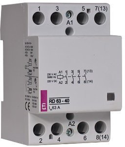 Контактор DIN 230V ETI AC/DC 3мод RD 63-40 4но 2464026