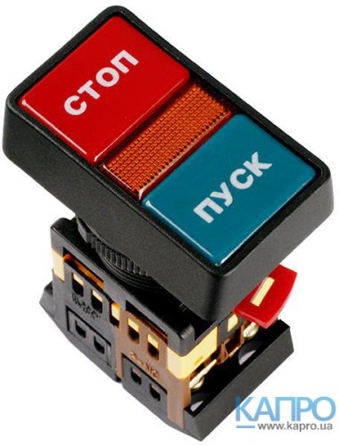 Кнопка сдвоенная Вкл-Выкл d30 неон/240V 1з+1о ИЭК PPBB-30N красн+зел BBD21-PPBB-K51
