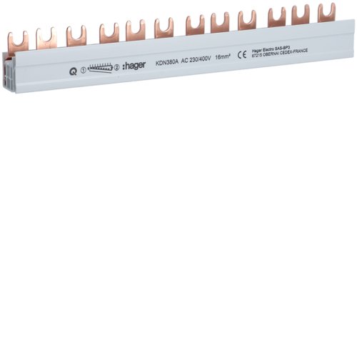 Шина з'єднув. FORK 3P 80А 12мод.16мм2 Hager KDN380A