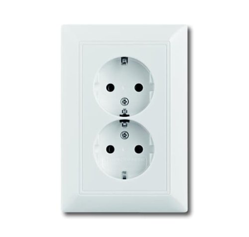 Розетка с заземл.контактом 2-я 16А ABB Basic55 20-02 EUJ-92-507 сл/кость 2CKA002014A1463