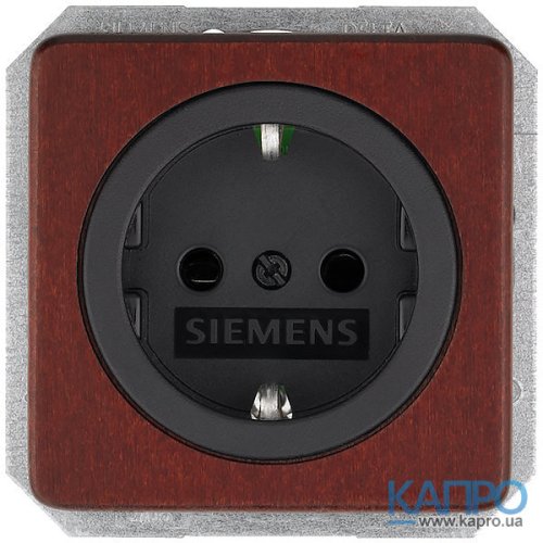 Розетка с заземл.контактом со шторками 16А Siemens Delta Natur 5UB 1651 красн.клен
