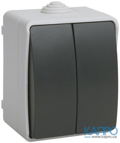 Вимикач 2-кл. зовнішній IP54 іЕК Форс ВС20-2-0-ФСр EVS20-K03-10-54-DC