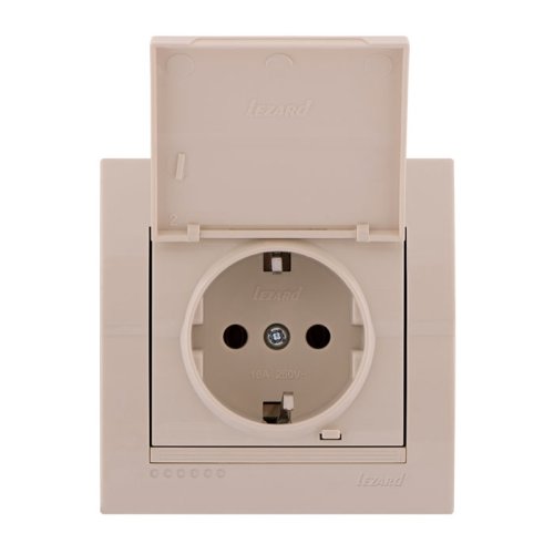 Розетка с заземл.контактом с крышкой 16А Lezard Deriy 702-0303-123 сл.кость  Розетка с заземл.контактом с крышкой 16А Lezard Deriy 702-0303-123 сл.кость