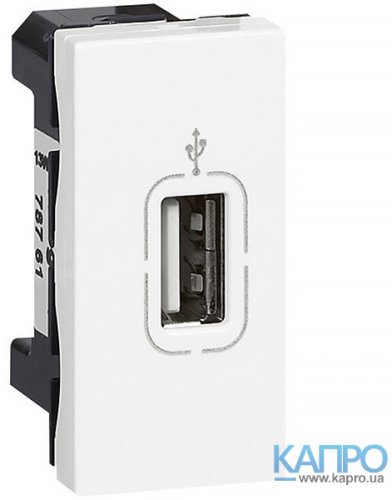 Розетка USB A Mosaic 78761 1мод бел