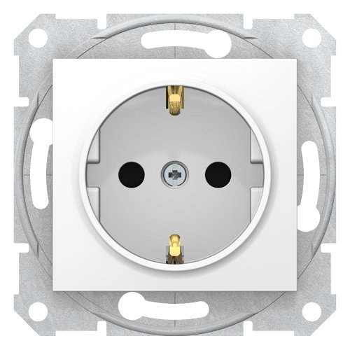 Schneider Electric розетка с заземлением и штор., бел. SEDNA, SDN3000121