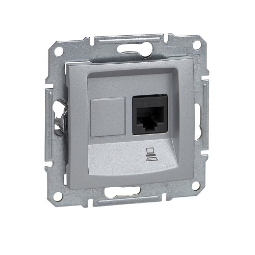 Розетка компьют.1-я RJ-45 UTP Кат.5e неэкранир.Schneider Sedna SDN4300160 алюм