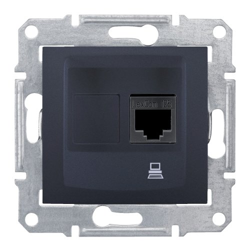Розетка компьют.1-я RJ-45 UTP Кат.5e неекранир.Schneider Sedna SDN4300170 графіт