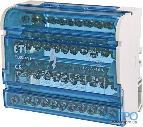 Блок розподільна клемний ETI EDB-411 4p 125A (11 виходів) 1102304