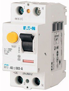 Диф.реле 2-п 10kA A Eaton PF7/2 16/0,03А-A