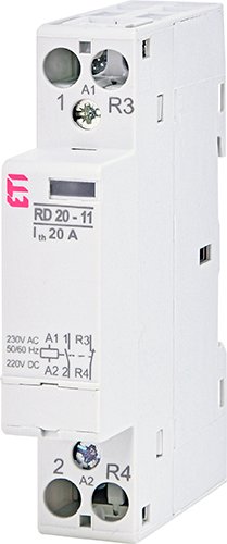 Контактор DIN 230V ETI AC/DC 1мод RD 20-11 1НВ+1НЗ 2464006