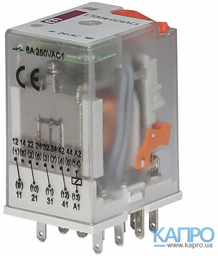 Реле промежуточное AC24 ETI ERM4-024ACL (4*6A AC1) 2473009 крас.LED