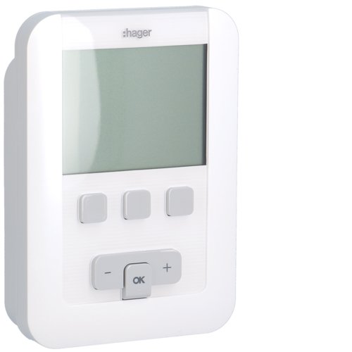Термостат цифровий многофункц.тижневий.(макс.навантаження 230V/5A) Hager EK520 (живлення 2*AA1,5V)