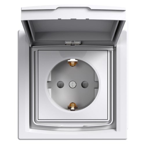 Розетка з заземл.контактом з кришкою зі шторками 16А IP44 Schneider Asfora EPH3100321 білий