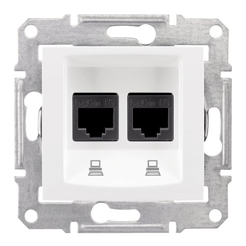 Розетка компьют.2-я RJ-45 UTP Кат.5e неэкранир.Schneider Sedna SDN4400121 бел