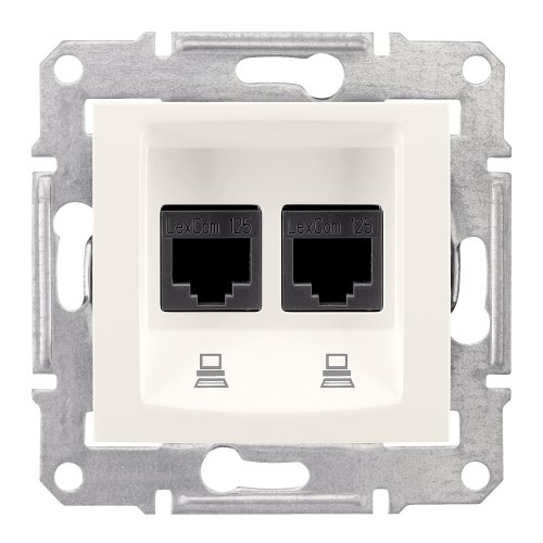 Розетка компьют.2-я RJ-45 UTP Кат.5e неэкранир.Schneider Sedna SDN4400123 сл.кость