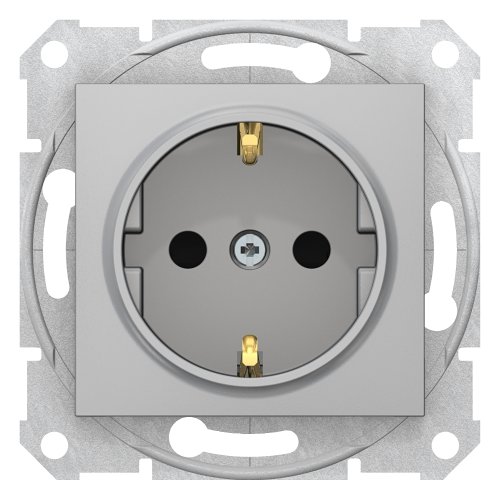Розетка с заземл.контактом со шторками 16А Schneider Sedna SDN3000160 алюм