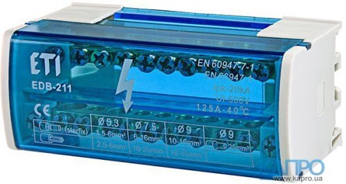 Блок розподільна клемний ETI EDB-211 2p 125A (11 виходів) 1102301