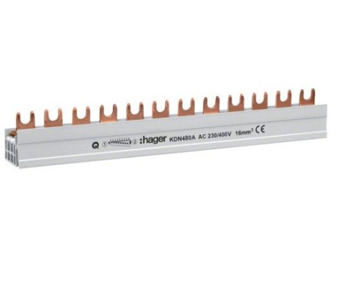 Шина з'єднув. FORK 4P 80А 12мод.16мм2 Hager KDN480A