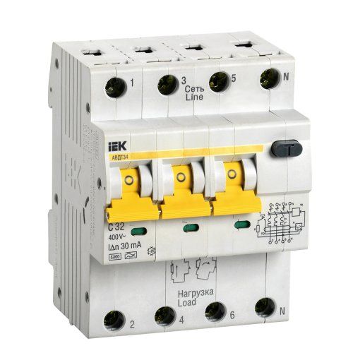 Диф.автомат 4-п ИЭК тип АC 6kA АВДТ 34 C 32/0,03А MAD22-6-032-C-30