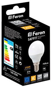 Лампа LED E14 Feron 50000h P45 5,0W/2700 LB-95